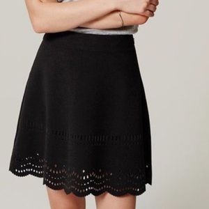 NWT Loft ponte black laser cut scallop hem skirt